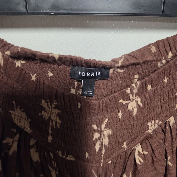 Torrid Brown Tropical Tiered Skort - Picture 2 of 6